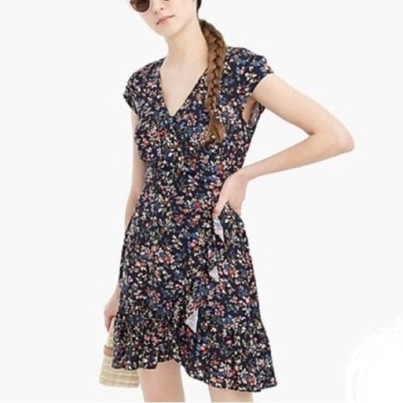 J. Crew Ruffle Front Mini Dress Size 6 Floral - Picture 7 of 7
